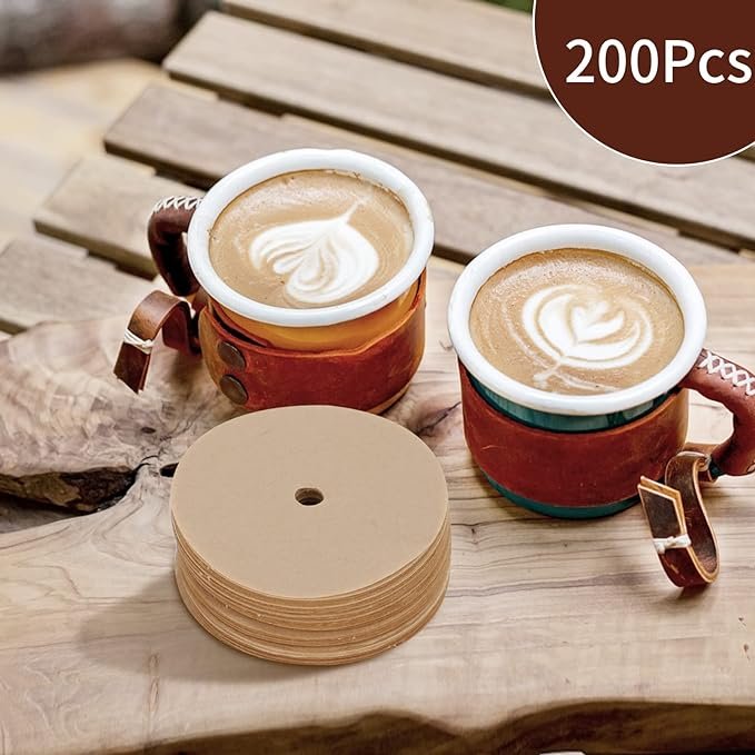 4 200 Count Natural Percolator Coffee Filters, 3.75 Inch Single-use Coffee Paper Filters, Round Coffee Filters for Bozeman Percolator (Brown)