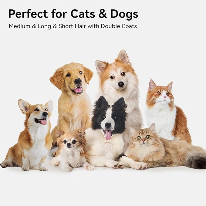 3 aumuca Cat Brush for Long Haired Cats, Dog Brush for Shedding Grooming Double Coat Dogs, Pet Deshedding Tool and Dematting Comb Remove Loose and Matted Fur, Pet Grooming Undercoat Rake, White