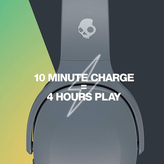 2 Skullcandy Crusher Evo Over-Ear Wireless Headphones with Sensory Bass, 40 Hr Battery, Microphone, Works with iPhone Android and Bluetooth Devices - Grey