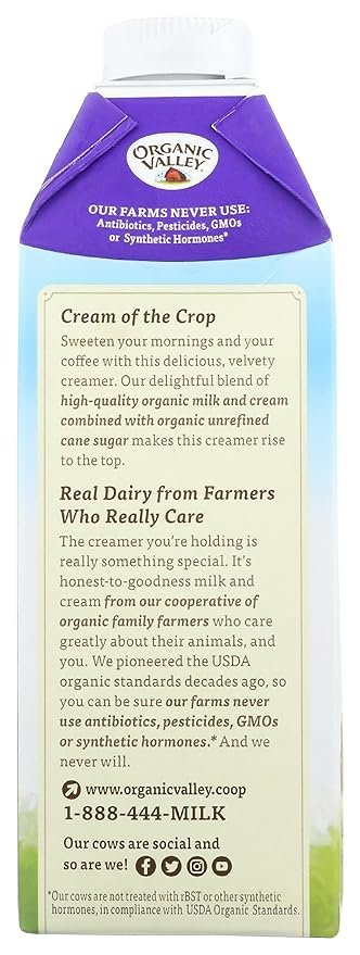 2 Lactose-Free Sweet Cream Organic Creamer - 25.4 Fl Oz
