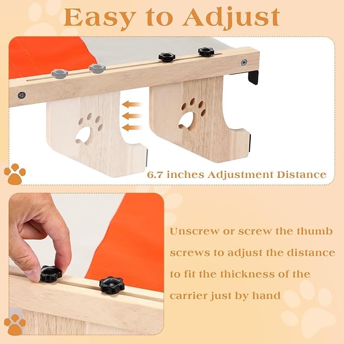 1 Suzile 2 Pack Cat Window Perches Cat Window Hammock for Large Cats Adjust Cat Bed with Wooden and Metal Frame Window Cat Seat Shelf for Indoor Windowsill Bedside Cabinet and Drawer Holds up to 33 Lbs