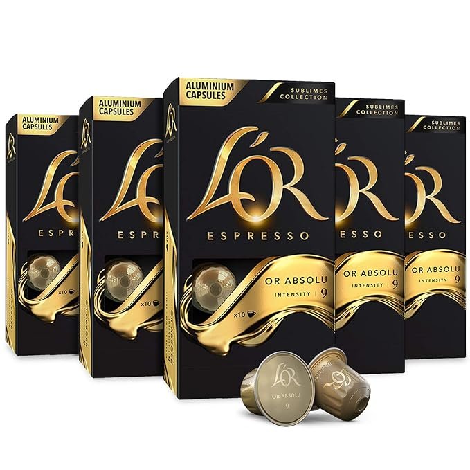 1 L'OR Instant Espresso Capsules, Pack of 50 Single-Serve Aluminum Coffee Capsules for L'OR BARISTA System & Nespresso Original Machines, or Absolute