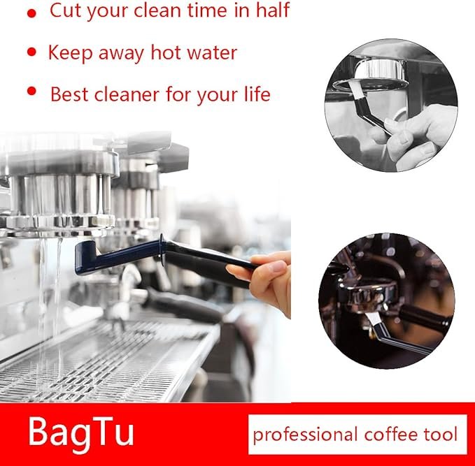 5 BagTu Espresso Machine Group Head Cleaning Brush and Spoon Tool Set - 3 Pack, in Black