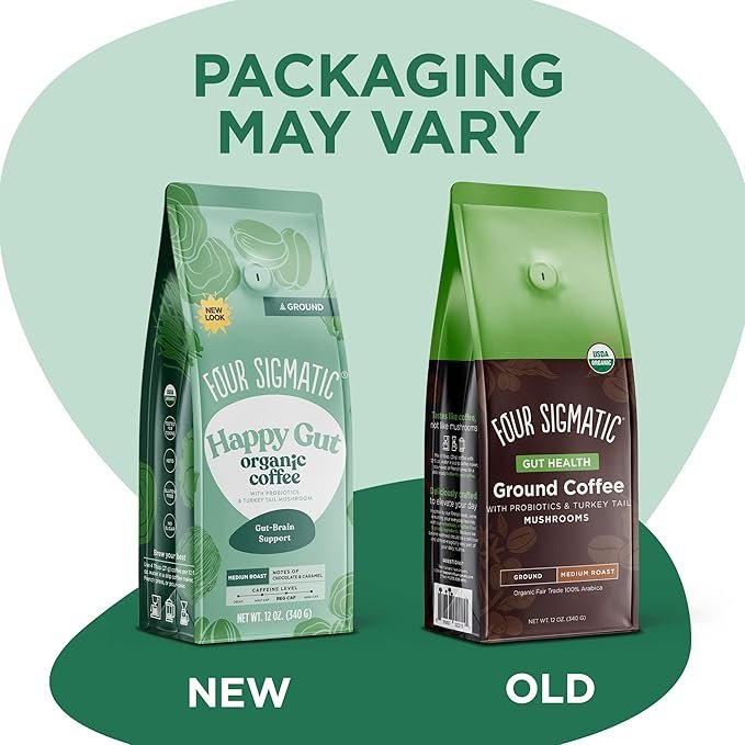 5 12oz Bag of Four Sigmatic's Organic Ground Coffee: Medium Roast with Chaga and Turkey Tail Mushrooms