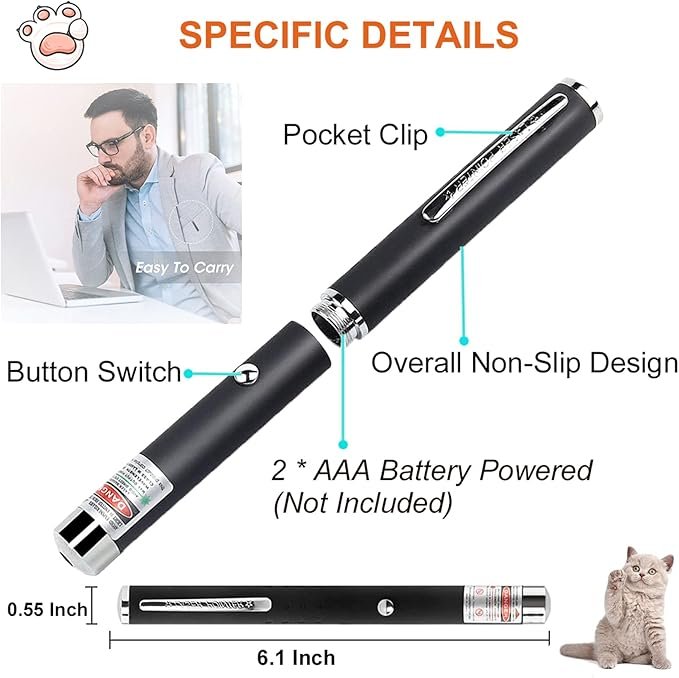 4 3 Pack Cat Laser Pointer for Cats Dogs, Laser Pointer Cat Toy for Indoor Chaser Cats Dog Pet Laser Cat Toy Laser Pointer Pen Cat Laser Light Pointer, aaa Battery Powered (Not included in the package)