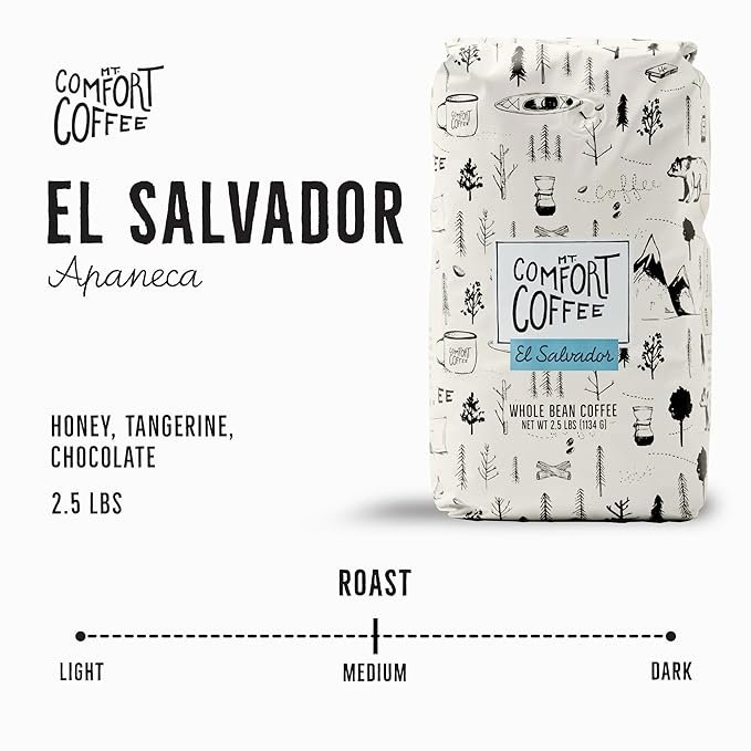 1 Mt. Comfort Coffee El Salvador Medium Roast, 2.5lb - Flavor Notes of Honey, Tangerine, & Chocolate - Sourced From Local, El Salvadorian Coffee Farms - Roasted Whole Bean