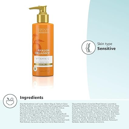 3 Avalon Organics Cleansing Gel with Vitamin C, 6 Oz