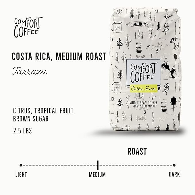 1 Mt. Comfort Coffee Costa Rica Medium Roast, 2.5lb – Single Origin Whole Bean Coffee, Dark Chocolate, Citrus Fruit & Tropical Nut Notes, Freshly Roasted for Maximum Flavor