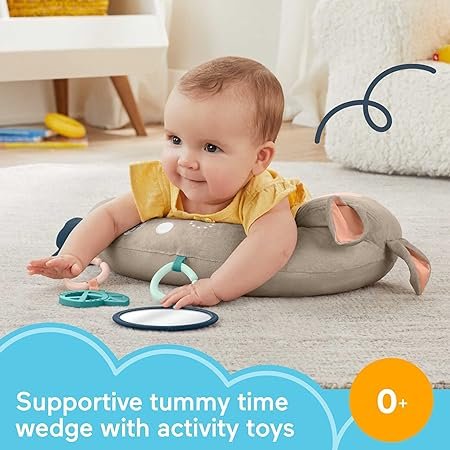 5 Fisher-Price Tummy Time Fawn Wedge + Rattle 'N Rock Maracas, Set of 2 Soft Musical Instruments for Babies 3+ Months, Pink & Purple [Amazon Exclusive]