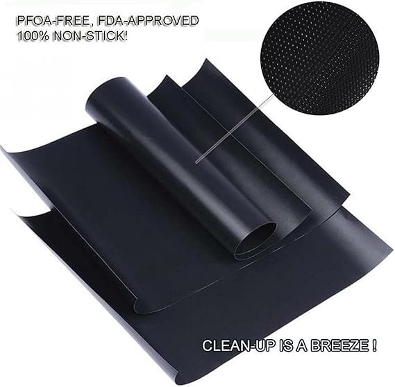1 RENOOK 600° Grill Mat, Durable Non-Stick Mats for BBQ, Simple Cleaning & Long-lasting, Compatible with Gas, Charcoal, and Electric Grills, Premium Outdoor Cooking Accessories, Perfect for Barbecuing and Baking, Includes 2 Mats (20 x 17-Inch)