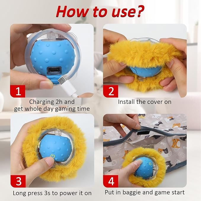 4 Rechargeable Electric Cat Toys, Hide and Seek Kitten Toy, Chirping & Motion Activated Interactive Cat Toy, Hiding Cover Exercise Toy for Indoor Cats/Kitty/Kittens