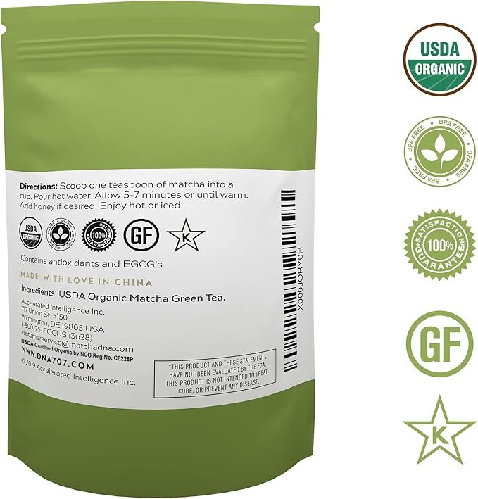1 MatchaDNA Organic Culinary Matcha Green Tea Powder 16 oz