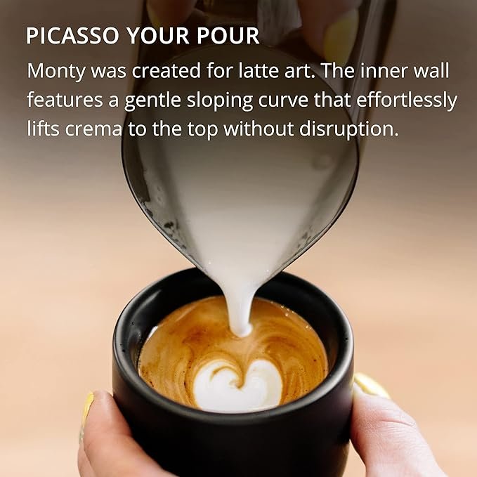 1 Fellow Monty Espresso Cups - Small Double Wall Ceramic Demitasse, Matte Black with Graphite Base, 3 oz Cup (Set of 2)