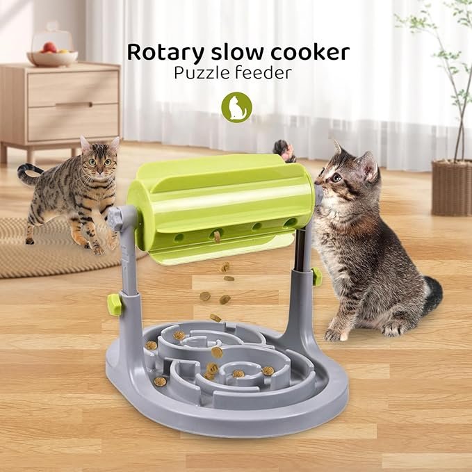 4 jovani Interactive Dog & Cat Food Puzzle Toy - Slow Feeder Pet Bowl- Treat Boredom Dispensing Slow Feeder - Anxiety IQ Training in Smart Feeding and Adjustable Height for Small/Medium Dogs