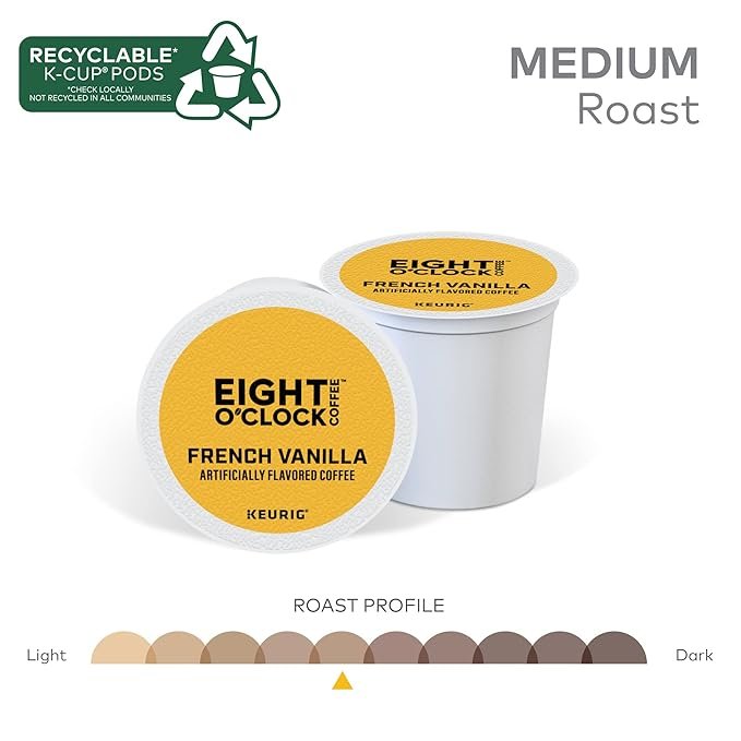 2 French Vanilla Coffee Pods, 72 Count, Light Roast with Keurig Single Serve K-Cup