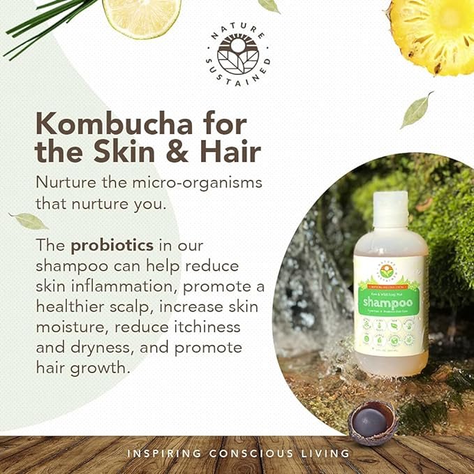 1 Natural Shampoo - Organic, Raw & Wildcrafted with Probiotics, Hypoallergenic Natural & Sulfate Free Shampoo for Sensitive Scalp, Dry Hair, Dandruff, Eczema & Psoriasis, 9oz, Original