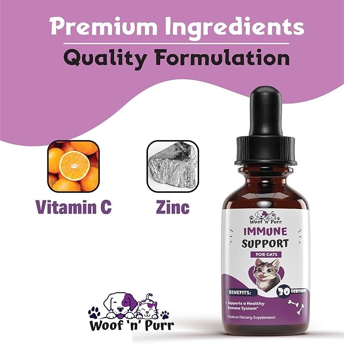 3 Immune Support for Cats - Helps to Support a Healthy Immune System - Cat Immune Booster - Cat Immune Support - Cat Immune Supplement - Immune Support Cats - Cat Immune Support Supplement - 1 fl oz
