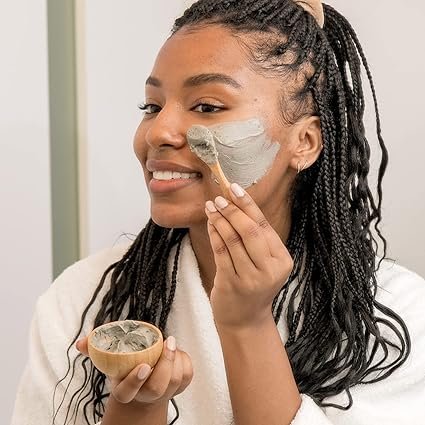 3 Sky Organics Indian Healing Clay with Detoxifying Bentonite Clay for Face, 100% Pure to Detoxify, Purify & Cleanse, 4 Oz.