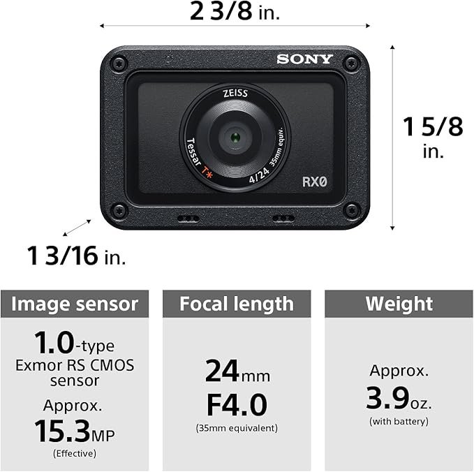 3 Sony Waterproof Digital Camera with 1.5" TFT LCD, Black (DSCRX0) - 1.2