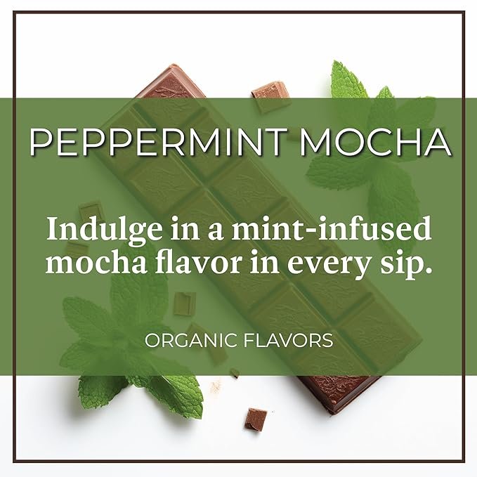 2 The Bean Organic Coffee Company Peppermint Mocha, Medium Roast, Ground Coffee, 16-Ounce Bag, Café molido tostado orgánico