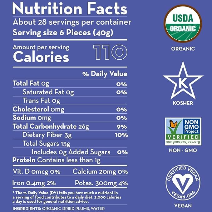 1 Sunny Fruit Soft Organic Prunes, 2.5 Pound Bulk Bag | Healthy, Sweet Dried Plums | ORGANIC, NON-GMO, VEGAN, HALAL, KOSHER, NO PRESERVATIVES, NO SUGAR ADDED