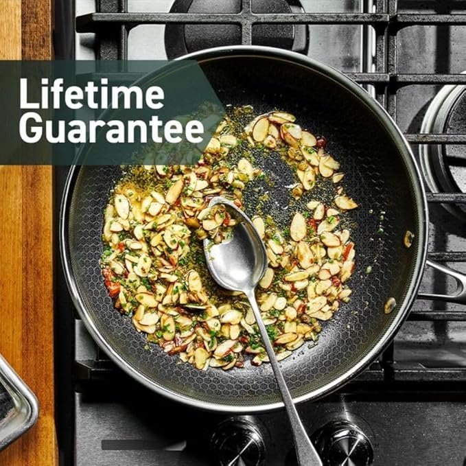 5 HexClad Hybrid Nonstick 6-Piece Fry Pan Set, 8, 10 and 12-Inch Frying Pans with Tempered Glass Lids, Stay-Cool Handles, Dishwasher and Oven Safe, Induction Ready, Compatible with All Cooktops