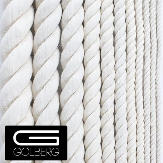 1 GOLBERG 100% Cotton Twisted Rope - White - (3/8 Inch x 10 Feet)