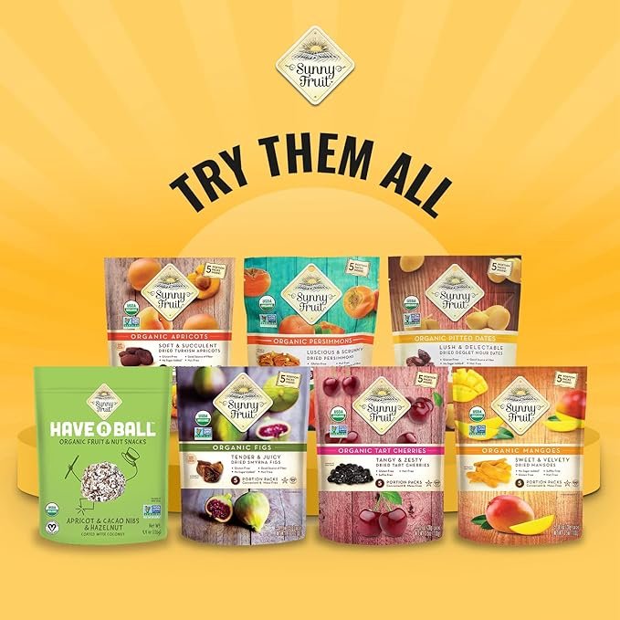 6 Sunny Fruit Soft Organic Dried Mangoes - 1 Bag (5 Individual Portion Packs) | Healthy, Convenient Snack Packs | NON-GMO, VEGAN, HALAL, KOSHER, NO PRESERVATIVES, NO SULFIDES, NO SUGAR ADDED