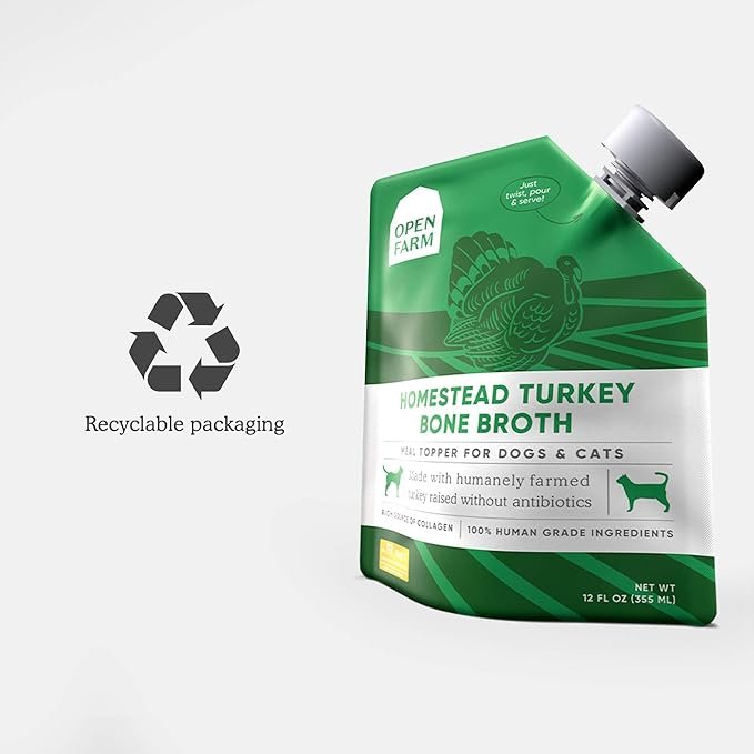 3 Open Farm Bone Broth, Food Topper for Both Dogs and Cats with Responsibly Sourced Meat and Superfoods Without Artificial Flavors or Preservatives, 12oz