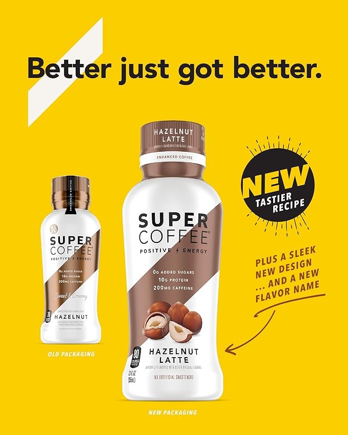 2 KITU SUPER COFFEE, Low Sugar Protein Coffee (10g Protein, 70 Calories) [Hazelnut] 12 Fl Oz, 12 Pack | Refreshing Coffee Drinks