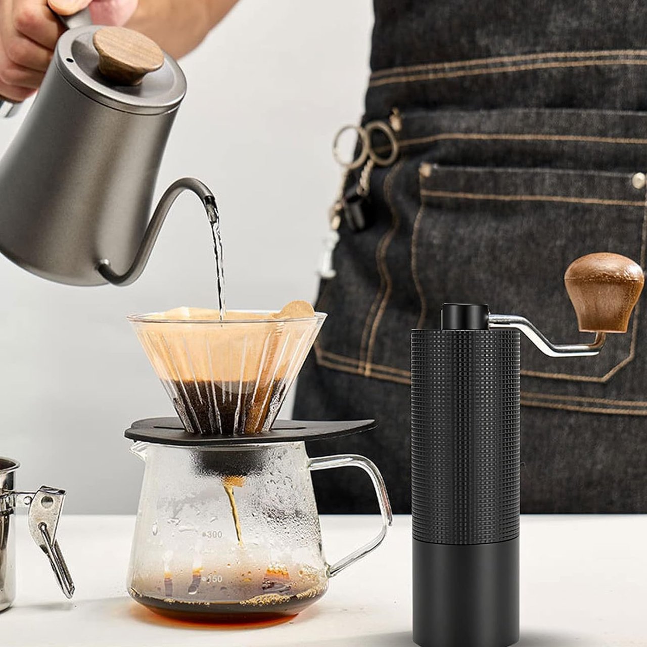 5 25g Black Rhino Coffee Grinder with Adjustable Dragon CNC Stainless Steel Conical Burr for Various Coffee Brewing Methods - Ideal for Aeropress, Drip Coffee, Espresso, French Press, and Turkish Brew