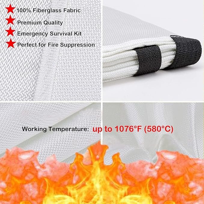 1 Tonyko Fiberglass Fire Safety Blanket for Emergency Situations, Flame Resistant Shield and Thermal Insulation
