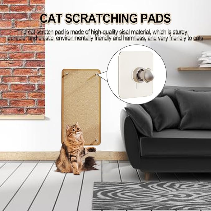 1 Sisal Cat Scratching Board - Wall Mounted Cat Scratcher - Couch Protector Perfect for Releasing Scratching Urges - for Pet Owners