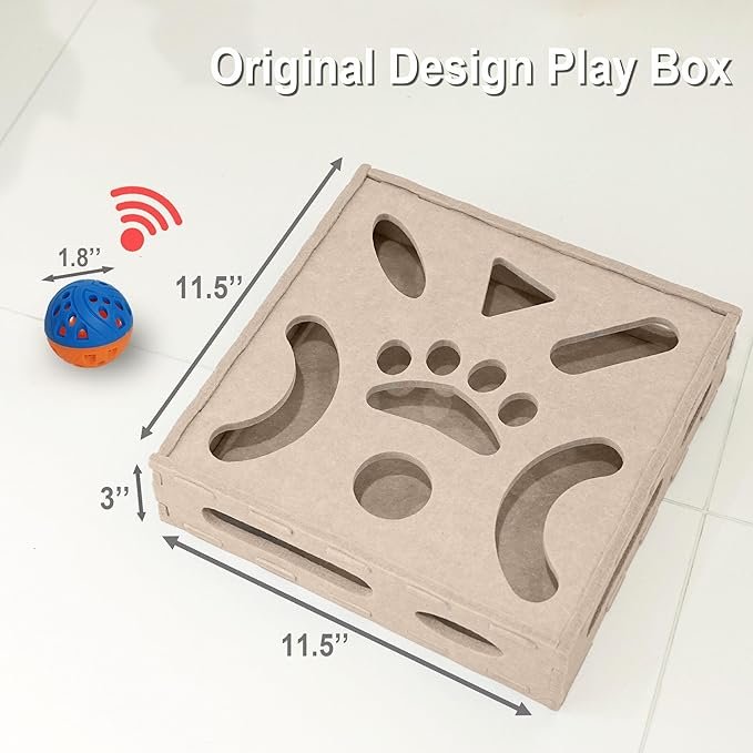 3 Cat Puzzle Toy, Interactive Cat Toys for Indoor Cats, Kittern Ball Toy with Soft Felt Maze Game Puzzle Box
