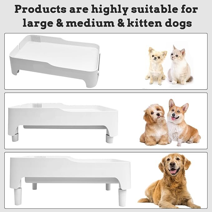 1 kathson Raised Cat Feeder Stand, Elevated Shelf for Automatic Pet Feeders, Adjustable Height Pet Feeding Holder with Drawer to Stock Snacks, Adjustable 3 Heights Suitable for Dogs and Cats (No Bowl)