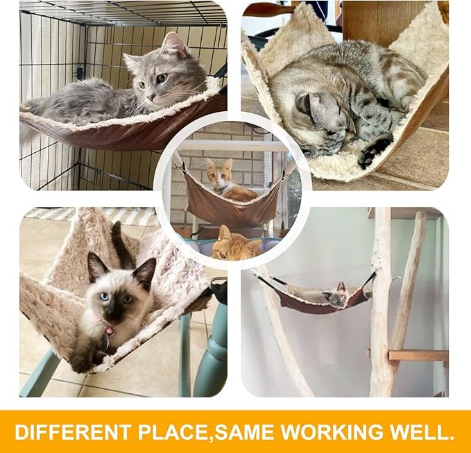 4 JOYELF Cat Hammock Bed, Medium Reversible Pet Cage Hammock Hanging Soft Pet Bed for Kitten Ferret Puppy or Small Pet