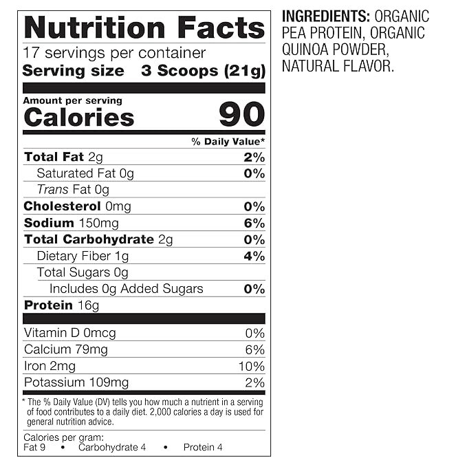 5 BetterBody Foods Organic Plant Based Protein Powder, - 16g of Protein, Vegan, Low Net Carbs, Gluten Free, Dairy Free, No Sugar Added, Soy Free, Non-GMO, 12.7 Ounces