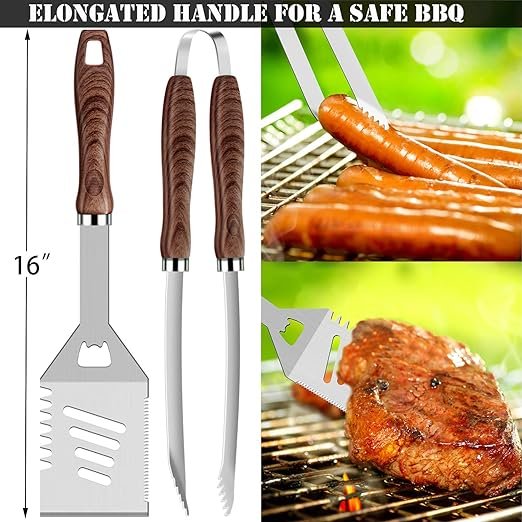 1 26-Piece Stainless Steel BBQ Tool Set with Glove and Corkscrew, Portable Canvas Bag.