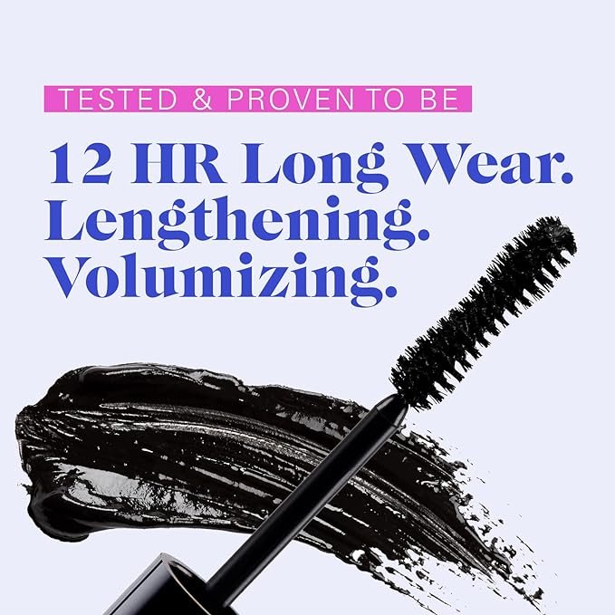 2 PYT Beauty 12 Hour Longwear, Lengthening and Volumizing Black Mascara, Hypoallergenic, Vegan Makeup, 1 Count