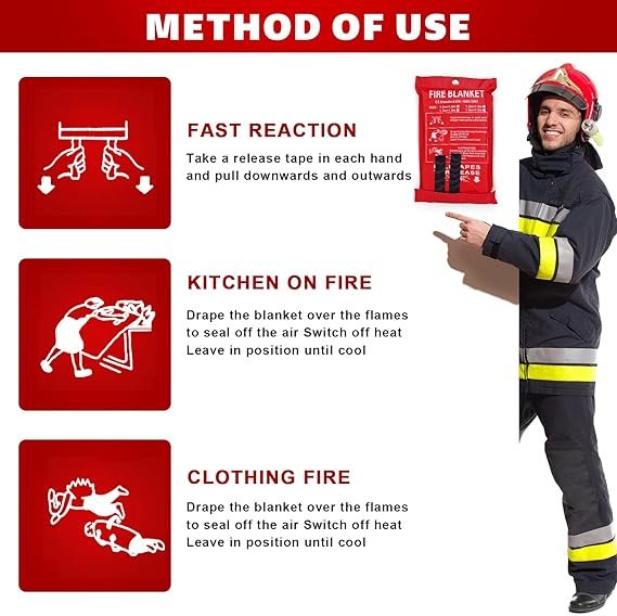 1 plencell Fire Blankets,Emergency Fire Estinguisher,fire Extinguisher for Home,for Suppression Flame Retardent Safety Blanket for Home, Schooll, Fireplace, Grill, Car, Office, Warehouse
