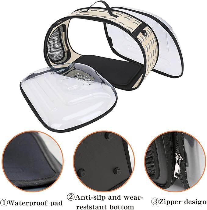 2 BNOSDM Transparent Cat Carrier Portable Small Cat Carried Bag Collapsible Soft-Sided Pet Carriers for Kitten Puppy Rabbit Travel Hiking Walking & Outdoor Use(Black)