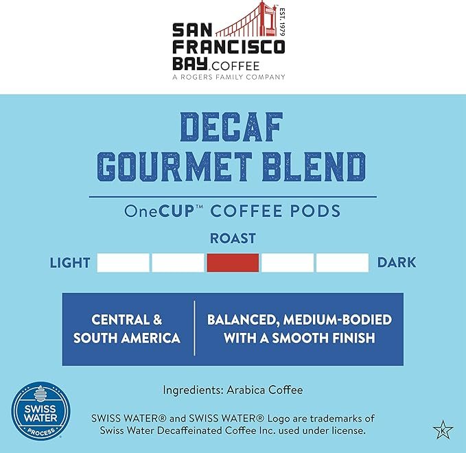 1 San Francisco Bay Compostable Decaf Gourmet Blend Coffee Pods (80 Count) - K Cup Compatible for Keurig 2.0, Deep Dark Roast, Swiss Water Processed
