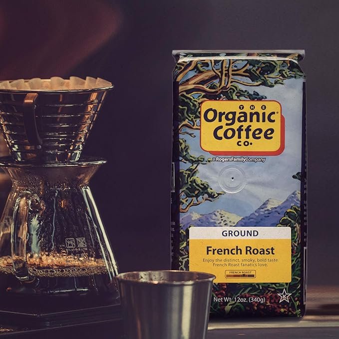 3 The Organic Coffee Co. Ground Coffee - French Roast (12oz Bag), Dark Roast, USDA Organic
