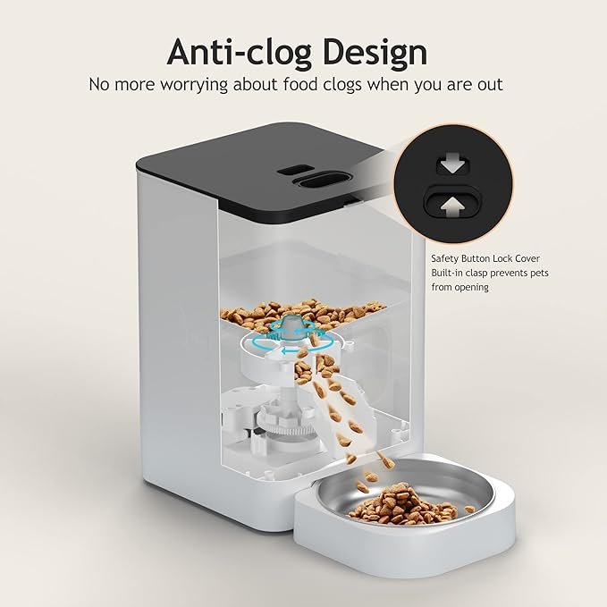 1 VOLUAS Automatic Cat Feeders - Timed Pet Feeder for Cats and Dogs with Dry Food Dispenser, Desiccant Bag, Programmable Portion Control, 4 Daily Meals, 10s Voice Recorder