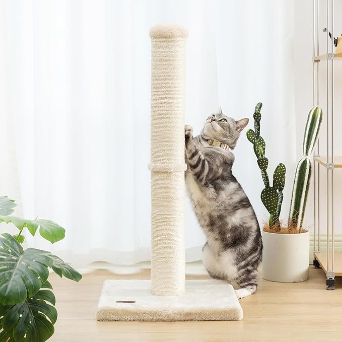2 34inch Cat Scratching Post with Natural Sisal Rope 4.3Inch Large Diameter Scratcher Post Tree for Indoor Cats Beige