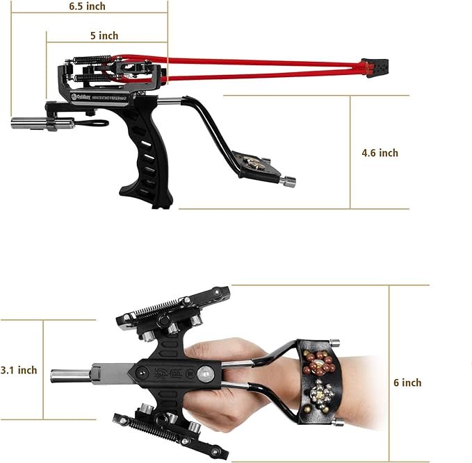 4 Professional Slingshot with Laser Sight - Goldboy Edition; Advanced Adult Hunting Slingshot with Rubber Band Replacements and Ammunition
