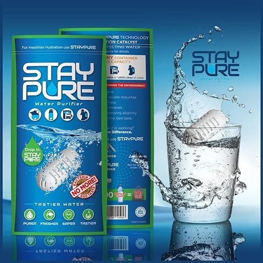 1 StayPure- 250 Gallon Portable Water Filter, Perfect for Travel, Camping, Water Bottle, Pitcher - Alkaline - Long-Life (6 Months)