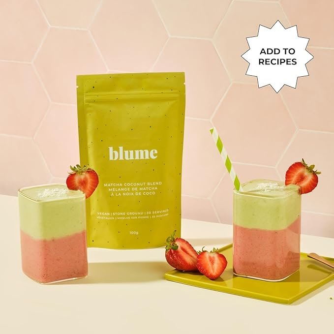 4 Blume Superfoods Latte Organic Matcha Green Tea Powder with Coconut, L-Theanine and Natural Caffeine for Energy & Focus - Matcha from Shizuoka Japan - 30 Servings