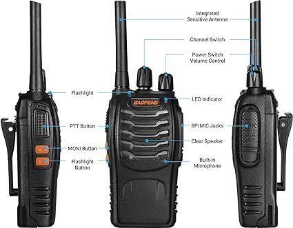 1 BF-88A Upgraded Walkie Talkies - Long Range 2 Pcs Set