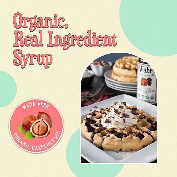 1 Organic Hazelnut Chocolate Syrup – 15.5oz (439g), Pancake and Waffle Topping, Dessert and Beverage Enhancer, Vegan Coffee Flavor, No Artificial Additives – Safe Packaging
